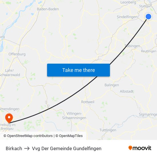 Birkach to Vvg Der Gemeinde Gundelfingen map