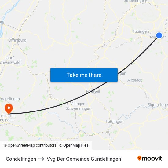 Sondelfingen to Vvg Der Gemeinde Gundelfingen map