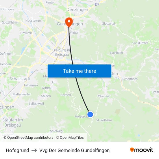 Hofsgrund to Vvg Der Gemeinde Gundelfingen map