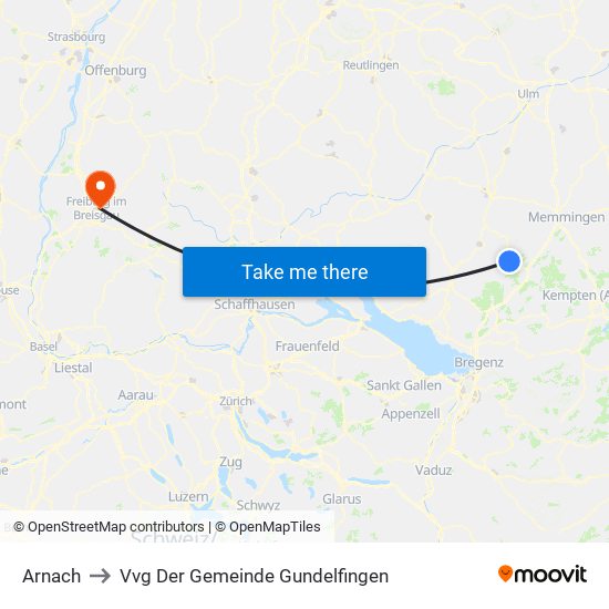 Arnach to Vvg Der Gemeinde Gundelfingen map