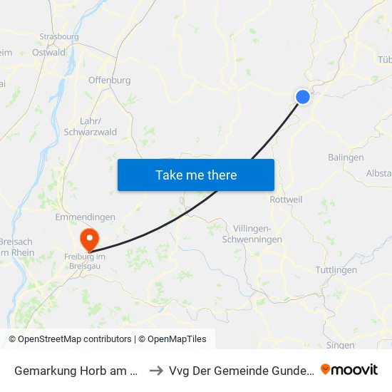 Gemarkung Horb am Neckar to Vvg Der Gemeinde Gundelfingen map