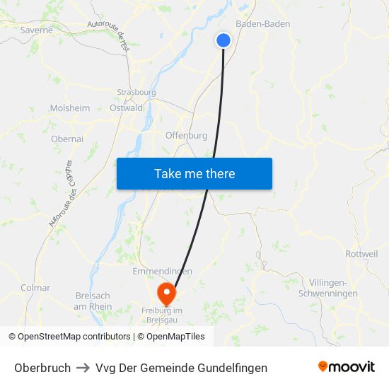 Oberbruch to Vvg Der Gemeinde Gundelfingen map