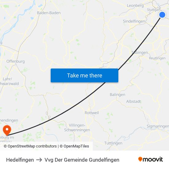 Hedelfingen to Vvg Der Gemeinde Gundelfingen map