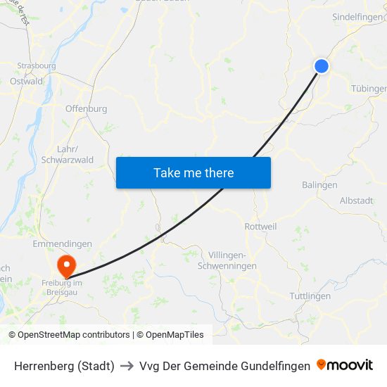 Herrenberg (Stadt) to Vvg Der Gemeinde Gundelfingen map