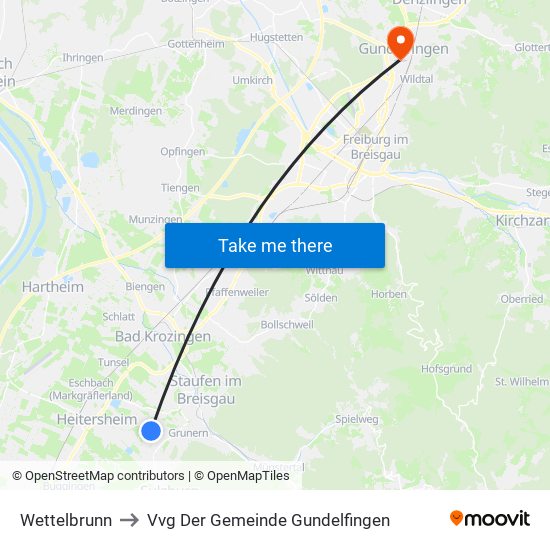 Wettelbrunn to Vvg Der Gemeinde Gundelfingen map