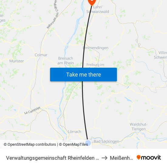 Verwaltungsgemeinschaft Rheinfelden (Baden) to Meißenheim map