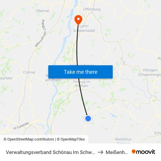 Verwaltungsverband Schönau Im Schwarzwald to Meißenheim map
