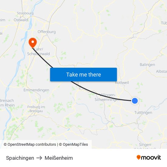 Spaichingen to Meißenheim map