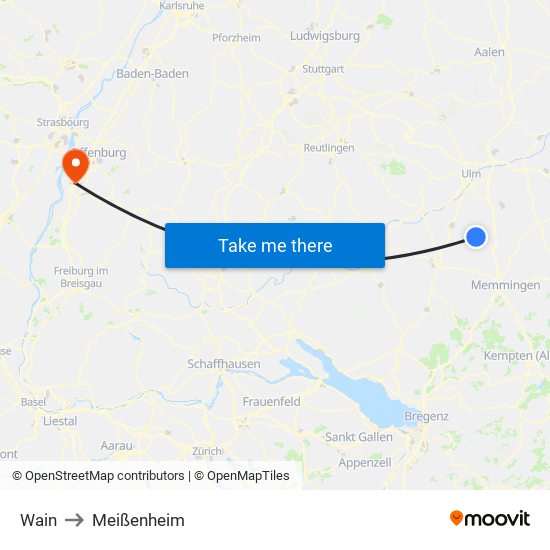 Wain to Meißenheim map