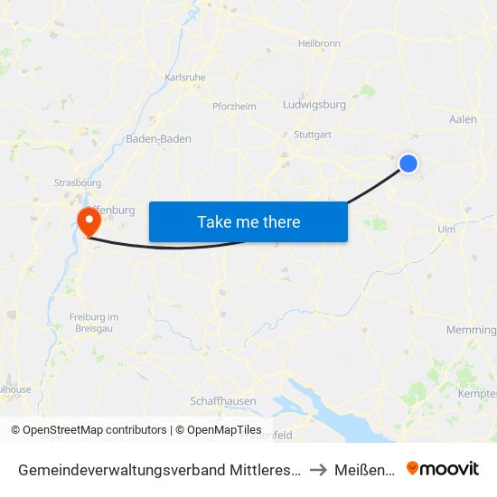 Gemeindeverwaltungsverband Mittleres Fils-Lautertal to Meißenheim map