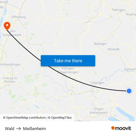 Wald to Meißenheim map