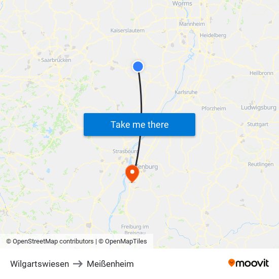 Wilgartswiesen to Meißenheim map