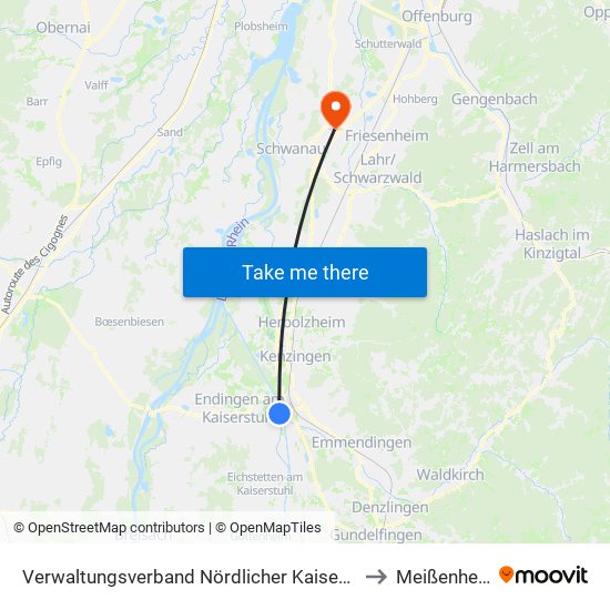 Verwaltungsverband Nördlicher Kaiserstuhl to Meißenheim map