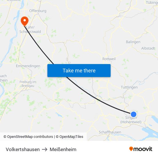 Volkertshausen to Meißenheim map