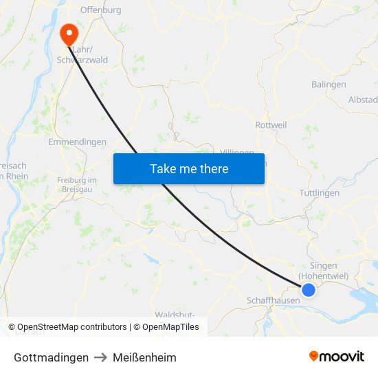 Gottmadingen to Meißenheim map