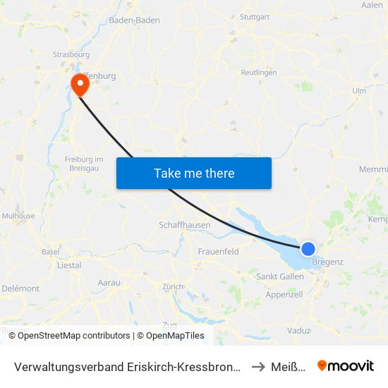 Verwaltungsverband Eriskirch-Kressbronn am Bodensee-Langenargen to Meißenheim map