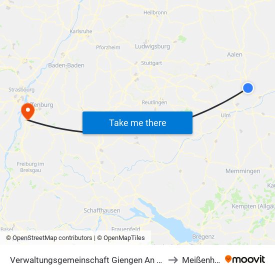 Verwaltungsgemeinschaft Giengen An Der Brenz to Meißenheim map