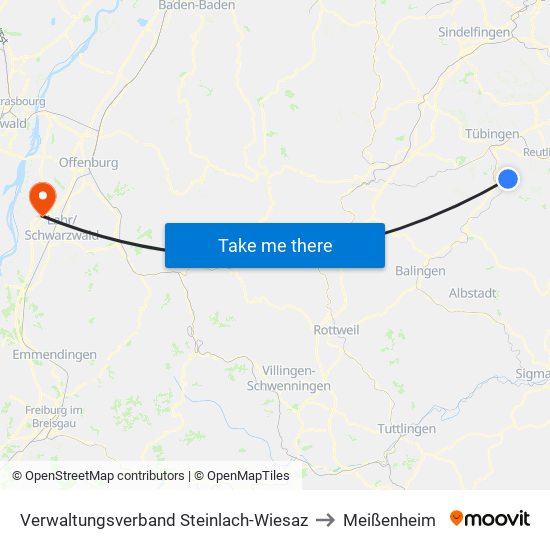 Verwaltungsverband Steinlach-Wiesaz to Meißenheim map