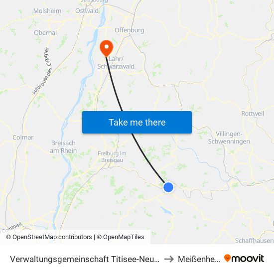 Verwaltungsgemeinschaft Titisee-Neustadt to Meißenheim map