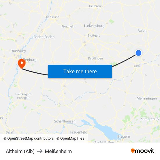 Altheim (Alb) to Meißenheim map