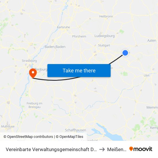 Vereinbarte Verwaltungsgemeinschaft Der Stadt Uhingen to Meißenheim map