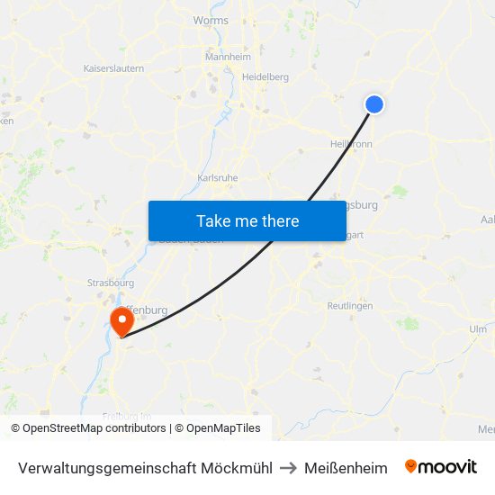 Verwaltungsgemeinschaft Möckmühl to Meißenheim map