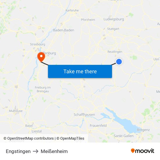 Engstingen to Meißenheim map