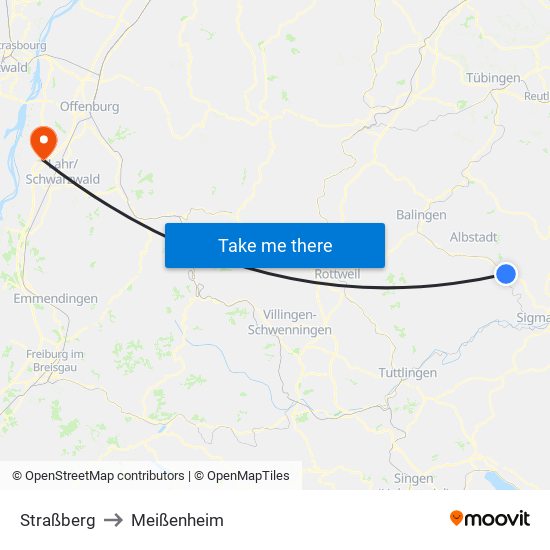 Straßberg to Meißenheim map