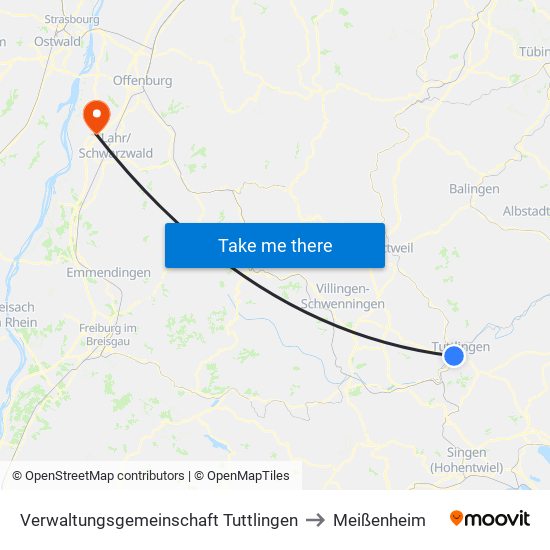 Verwaltungsgemeinschaft Tuttlingen to Meißenheim map