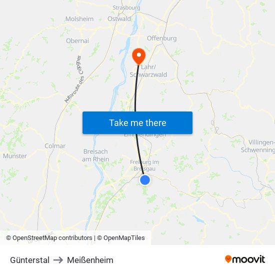 Günterstal to Meißenheim map