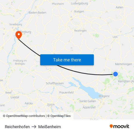 Reichenhofen to Meißenheim map