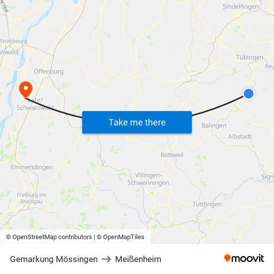 Gemarkung Mössingen to Meißenheim map