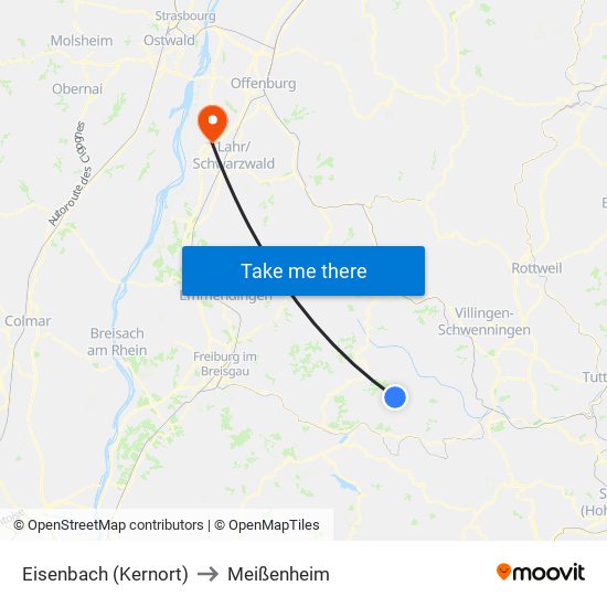 Eisenbach (Kernort) to Meißenheim map