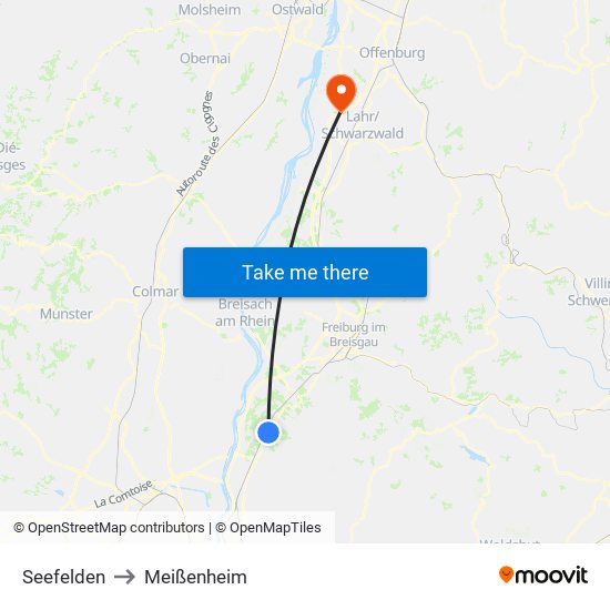 Seefelden to Meißenheim map