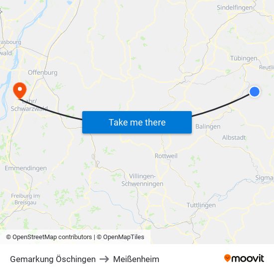 Gemarkung Öschingen to Meißenheim map