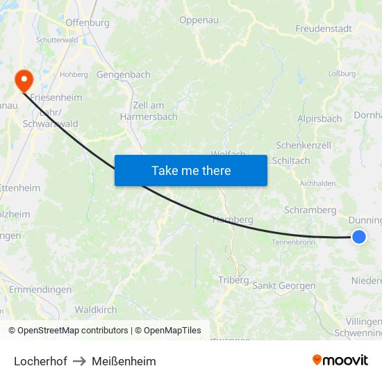 Locherhof to Meißenheim map