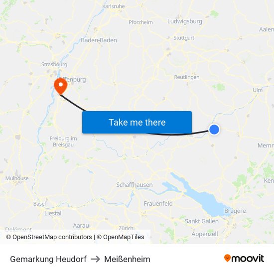 Gemarkung Heudorf to Meißenheim map