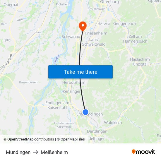 Mundingen to Meißenheim map