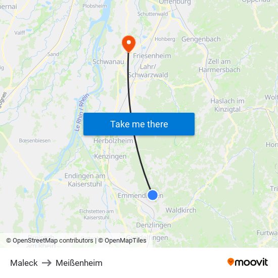Maleck to Meißenheim map