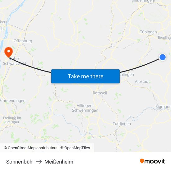 Sonnenbühl to Meißenheim map