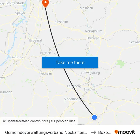 Gemeindeverwaltungsverband Neckartenzlingen to Boxberg map