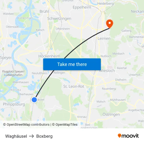 Waghäusel to Boxberg map