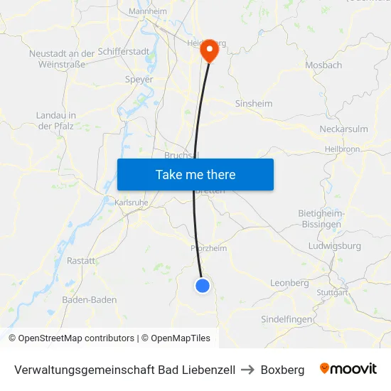 Verwaltungsgemeinschaft Bad Liebenzell to Boxberg map