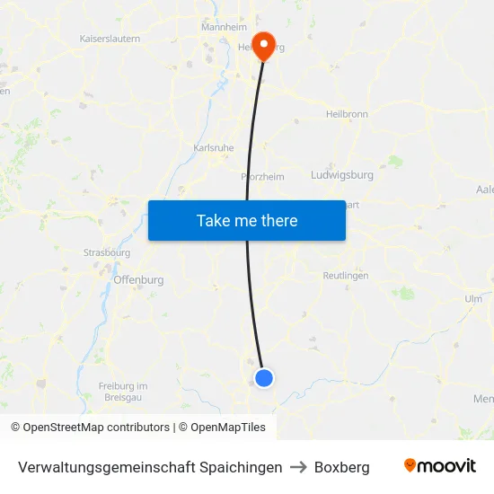 Verwaltungsgemeinschaft Spaichingen to Boxberg map