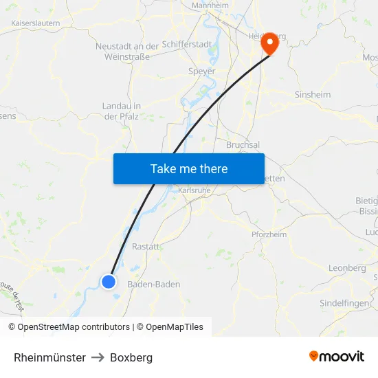 Rheinmünster to Boxberg map
