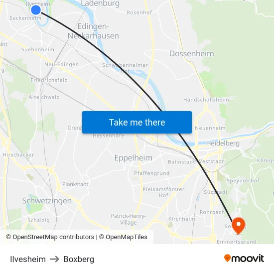 Ilvesheim to Boxberg map