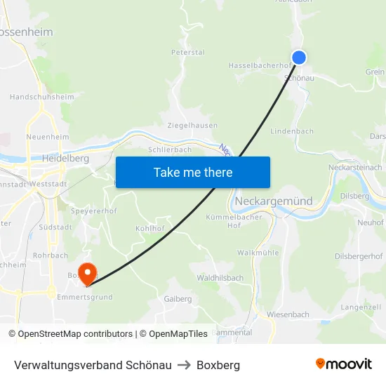Verwaltungsverband Schönau to Boxberg map