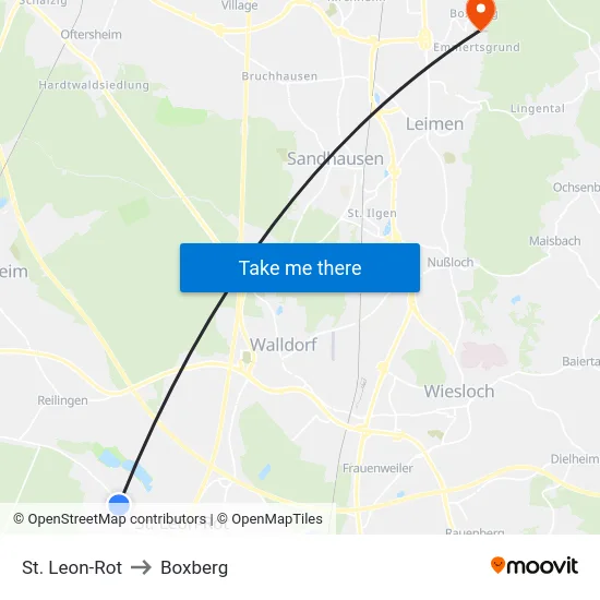 St. Leon-Rot to Boxberg map
