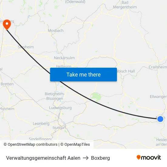 Verwaltungsgemeinschaft Aalen to Boxberg map
