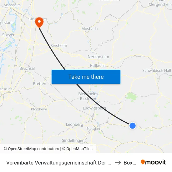 Vereinbarte Verwaltungsgemeinschaft Der Stadt Schorndorf to Boxberg map